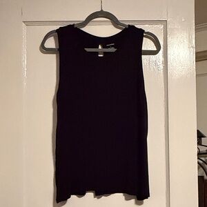 Halogen Black Sleeveless Ribbed Tank